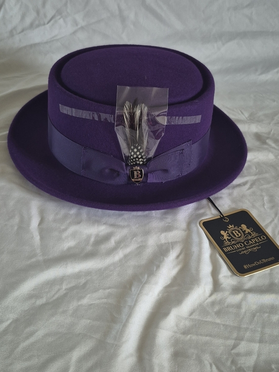 Bruno Capelo Other - NEW Bruno Capelo Royal Purple 100% Wool Pork Pie Fedora - Size Small
